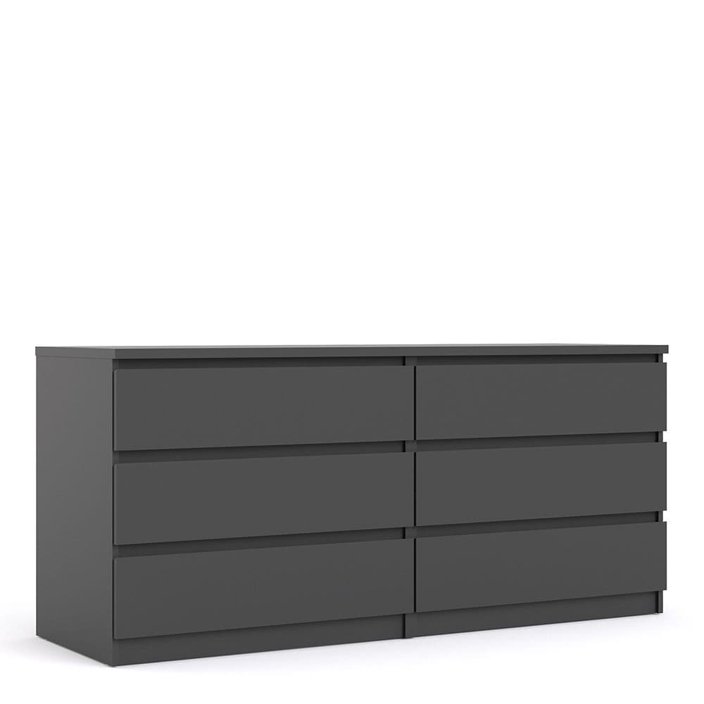 Enzo Wide Chest of 6 Drawers (3+3) in Black Matte